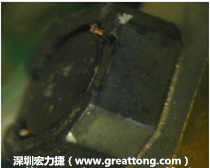 使用銀(Ag)鍍層的電源電感器(Power Inductors)，經(jīng)過推力測試后，零件端點上已經(jīng)看不到任何鍍層的痕跡了，所以其耐推力就比較小。