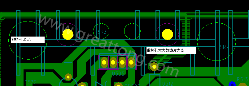 PCB設(shè)計(jì)中，散熱孔散熱片設(shè)計(jì)不當(dāng)，造成很多電源板斷裂