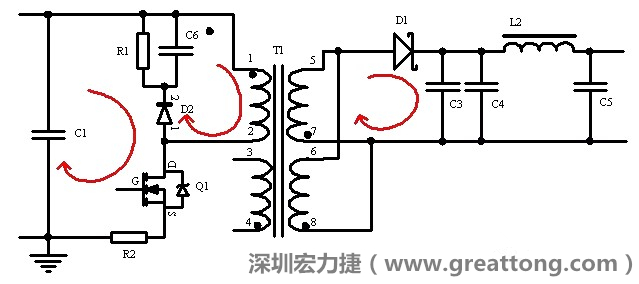 元件布局的時(shí)候，要優(yōu)先考慮高頻脈沖電流和大電流的環(huán)路面積，盡可能地減小,以抑制開(kāi)關(guān)電源的輻射干擾