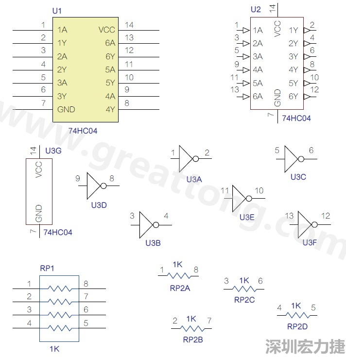 圖1 半導(dǎo)體元件供應(yīng)商所畫的電路圖符號是模擬元件的接腳圖，而非訊號流程。