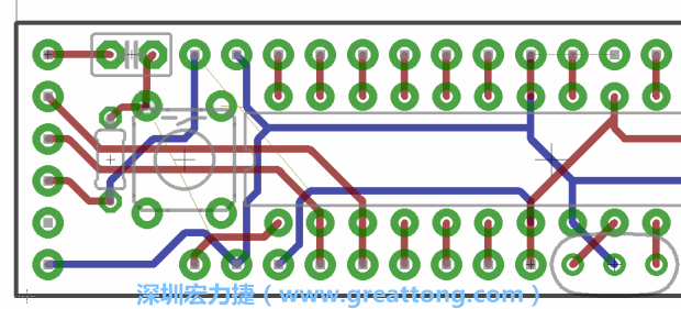 4.2. 然后在電路板的背面進(jìn)行布線。